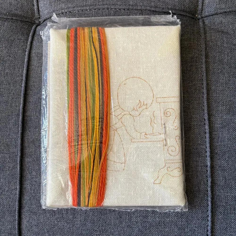 Cookin' Vintage Stamped Crewel Embroidery Kit Jiffy Stitchery for Sunset - 1973